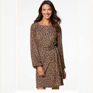 Cato Animal Print Faux Wrap Midi Dress Size Large